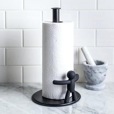 Porta Papel Toalla de Cocina Buddy Negro – Moderno, Antideslizante y de Alta Durabilidad