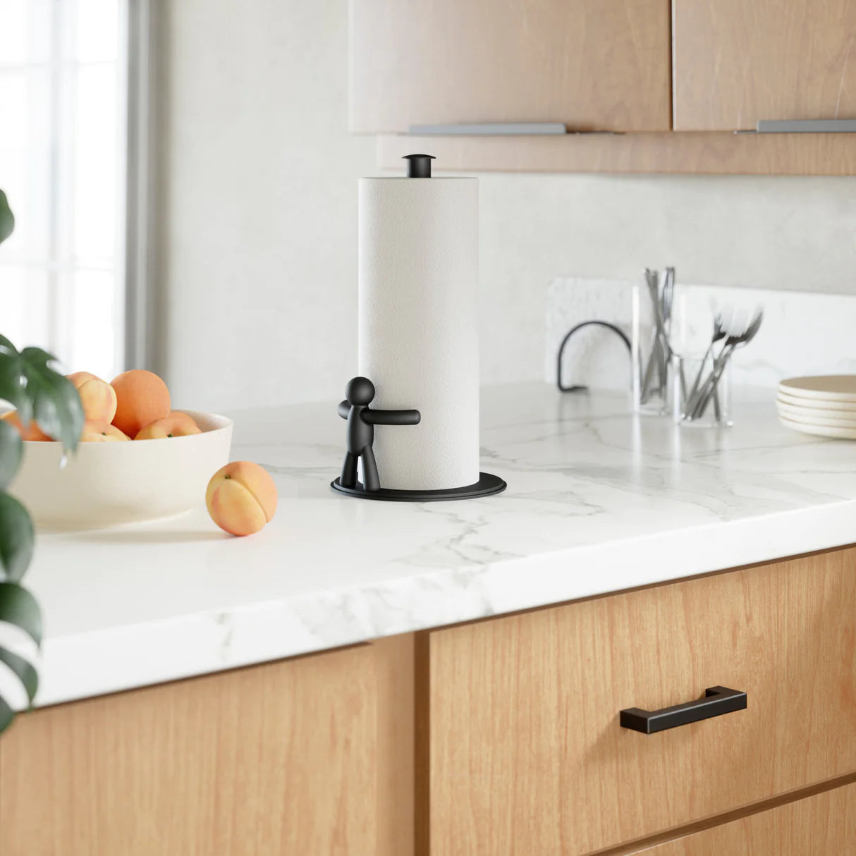 Porta Papel Toalla de Cocina Buddy Negro – Moderno, Antideslizante y de Alta Durabilidad