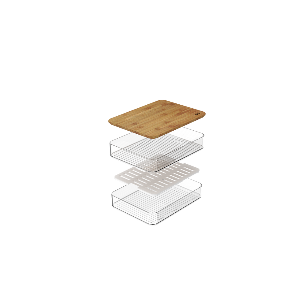 Porta-fiambres doble Clear Fresh tapa de bambu