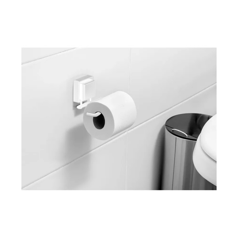 Porta papel higiénico Praticità Mix con ventosa - blanco