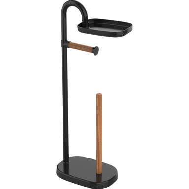 Soporte De Papel Higiénico De Pie Negro, Estante De Baño De Acero