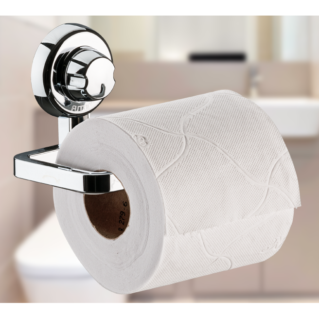 Porta papel higienico ventosa succión Praticita plateado