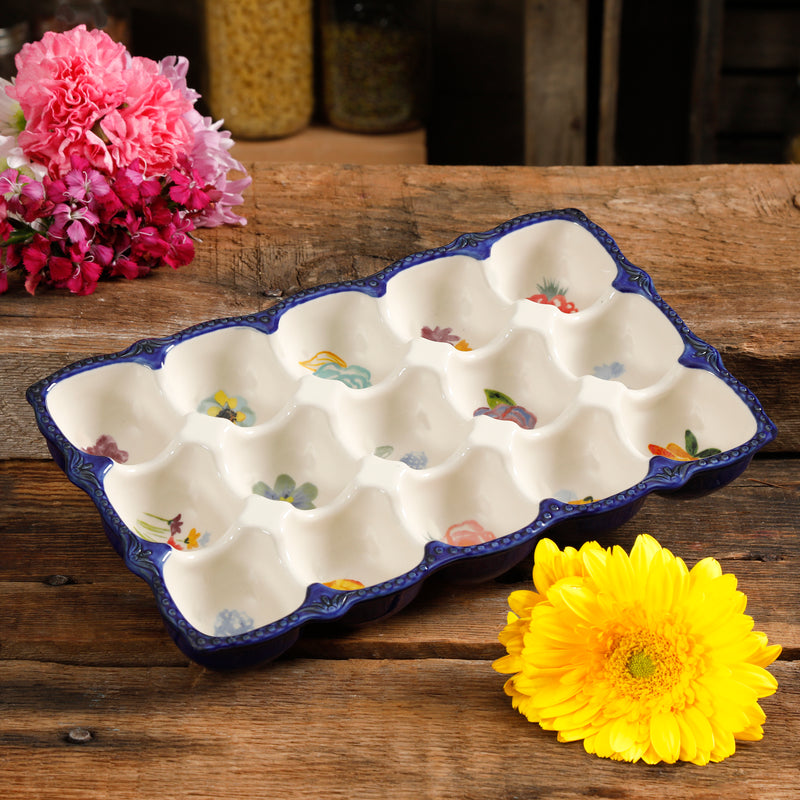 Portahuevos de Gres 15 unidades Celia – Diseño Floral Rústico y Elegante
