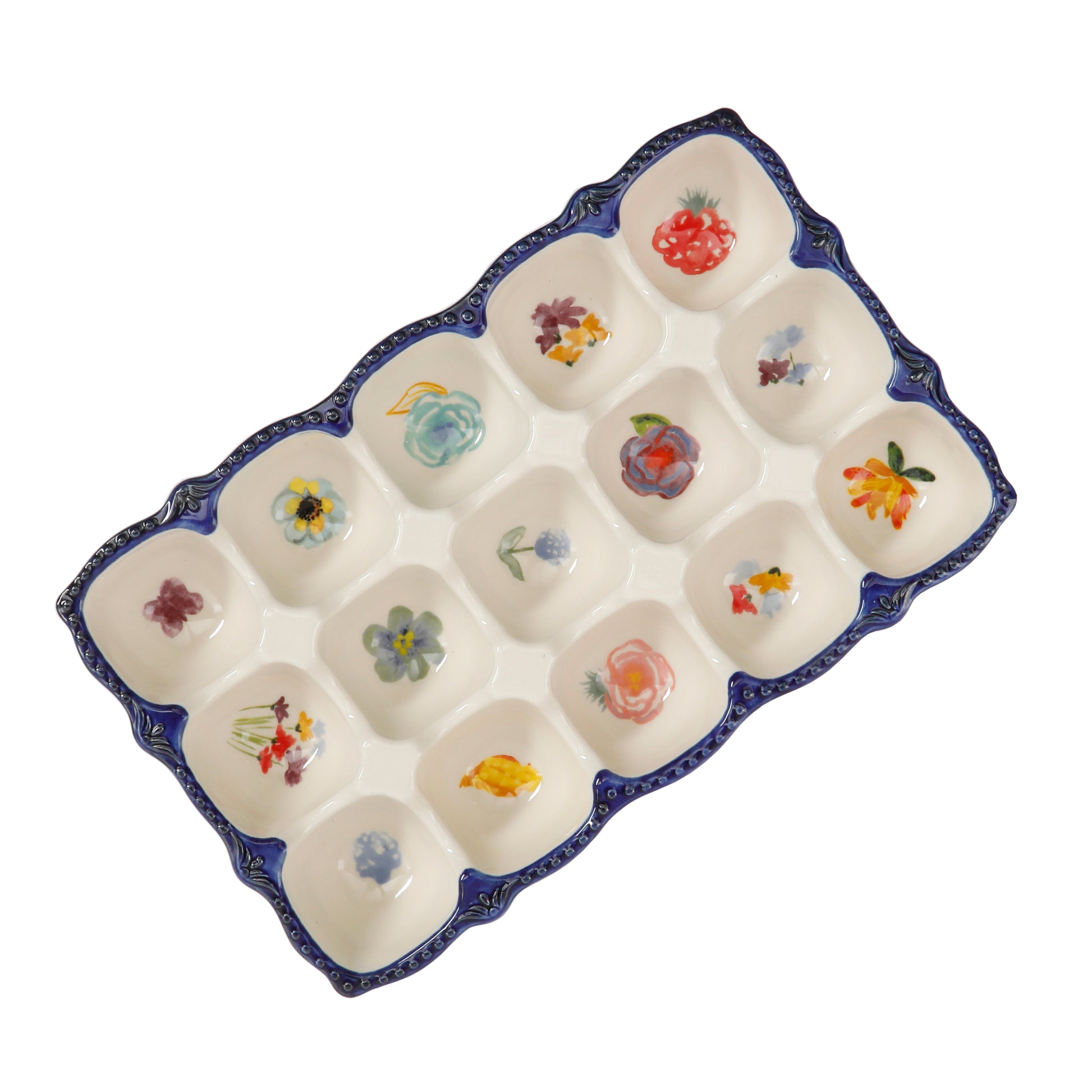 Portahuevos de Gres 15 unidades Celia – Diseño Floral Rústico y Elegante