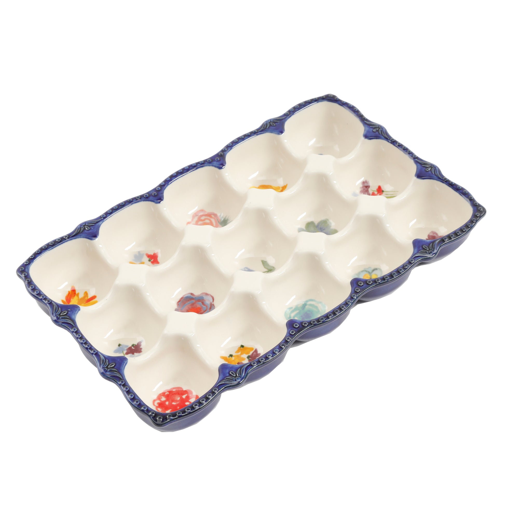 Portahuevos de Gres 15 unidades Celia – Diseño Floral Rústico y Elegante