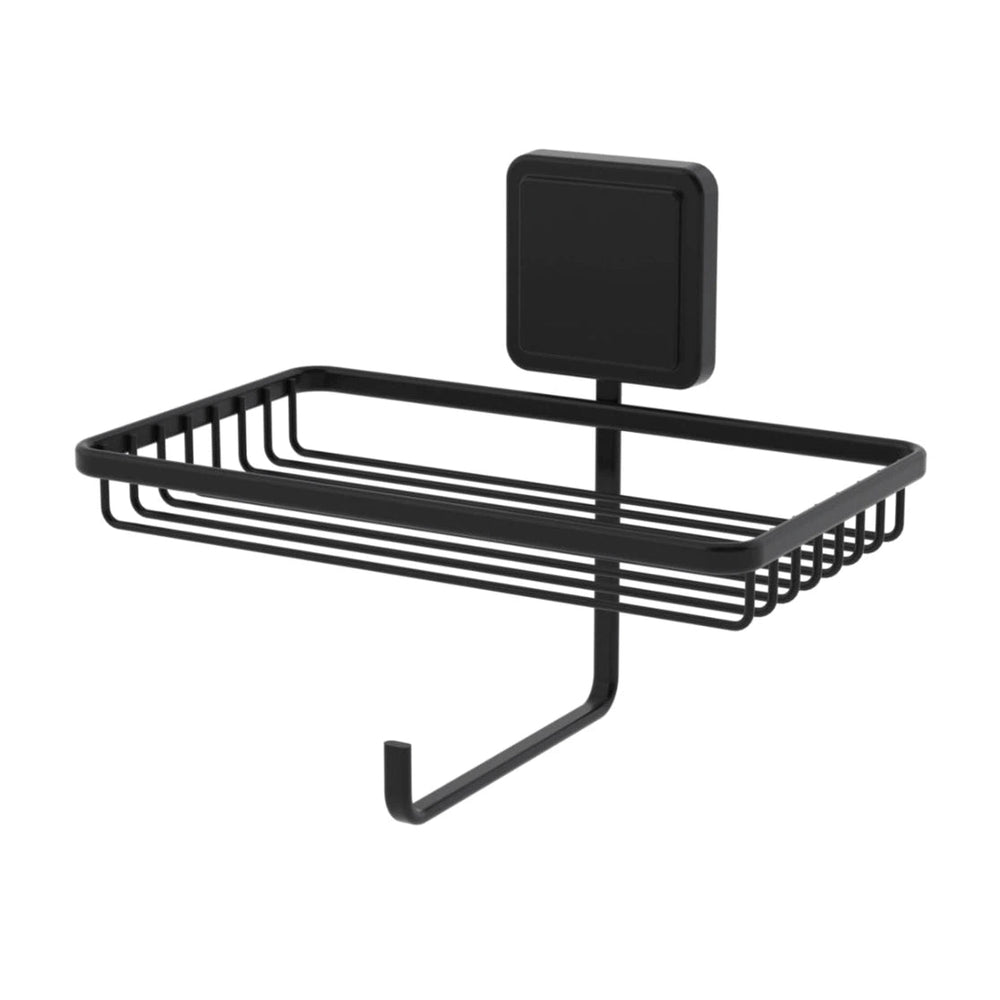 Portarollos y Soporte para objetos con adhesivo - negro mate
