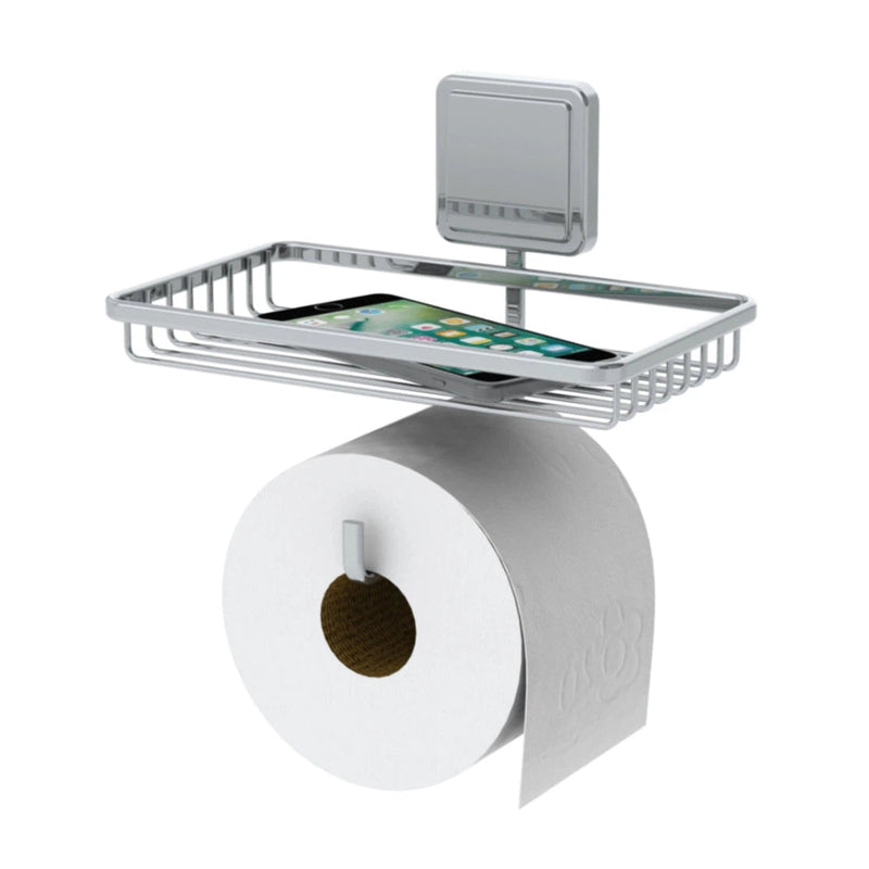 Portarollos y Soporte para objetos con adhesivo plateado