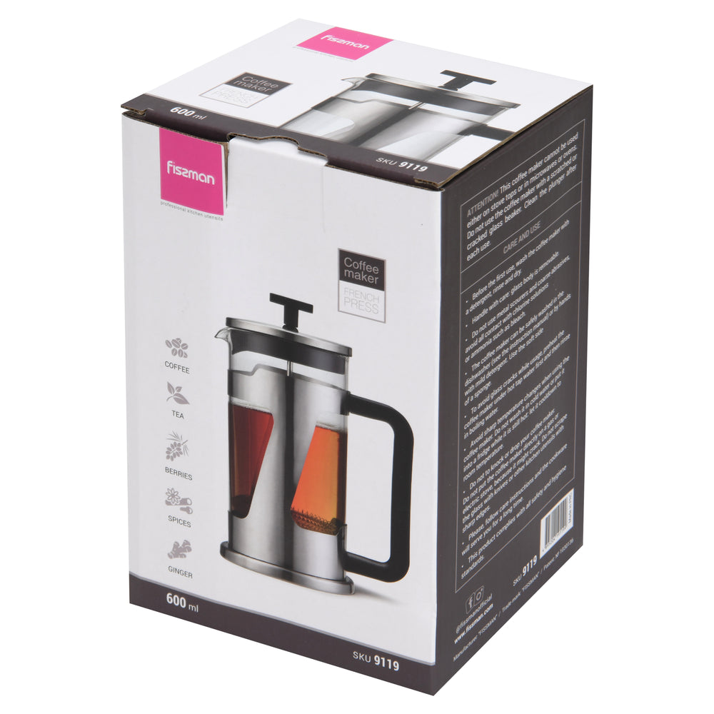 Prensa francesa de vidrio borosilicato 600 ml · café, té e infusiones premium