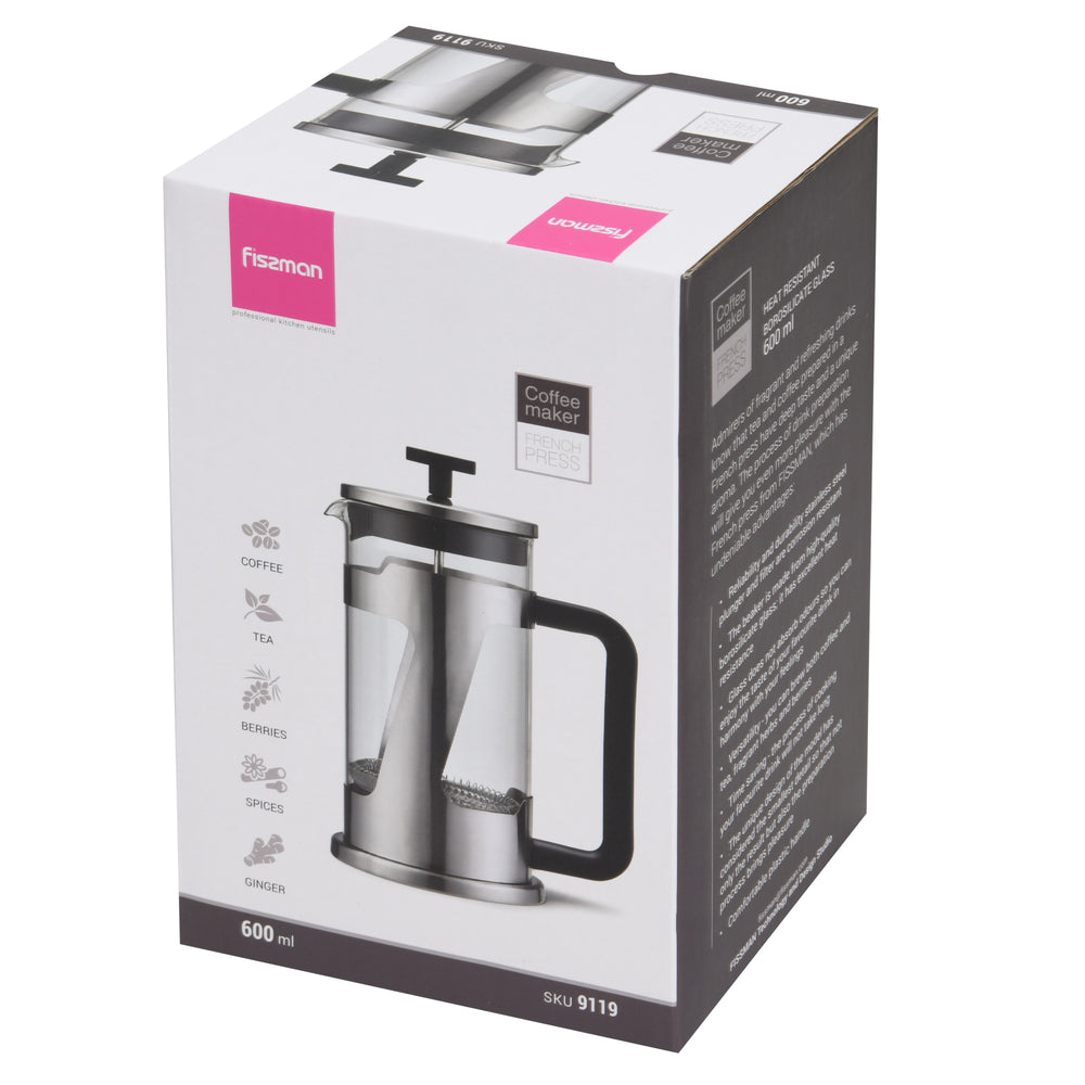 Prensa francesa de vidrio borosilicato 600 ml · café, té e infusiones premium