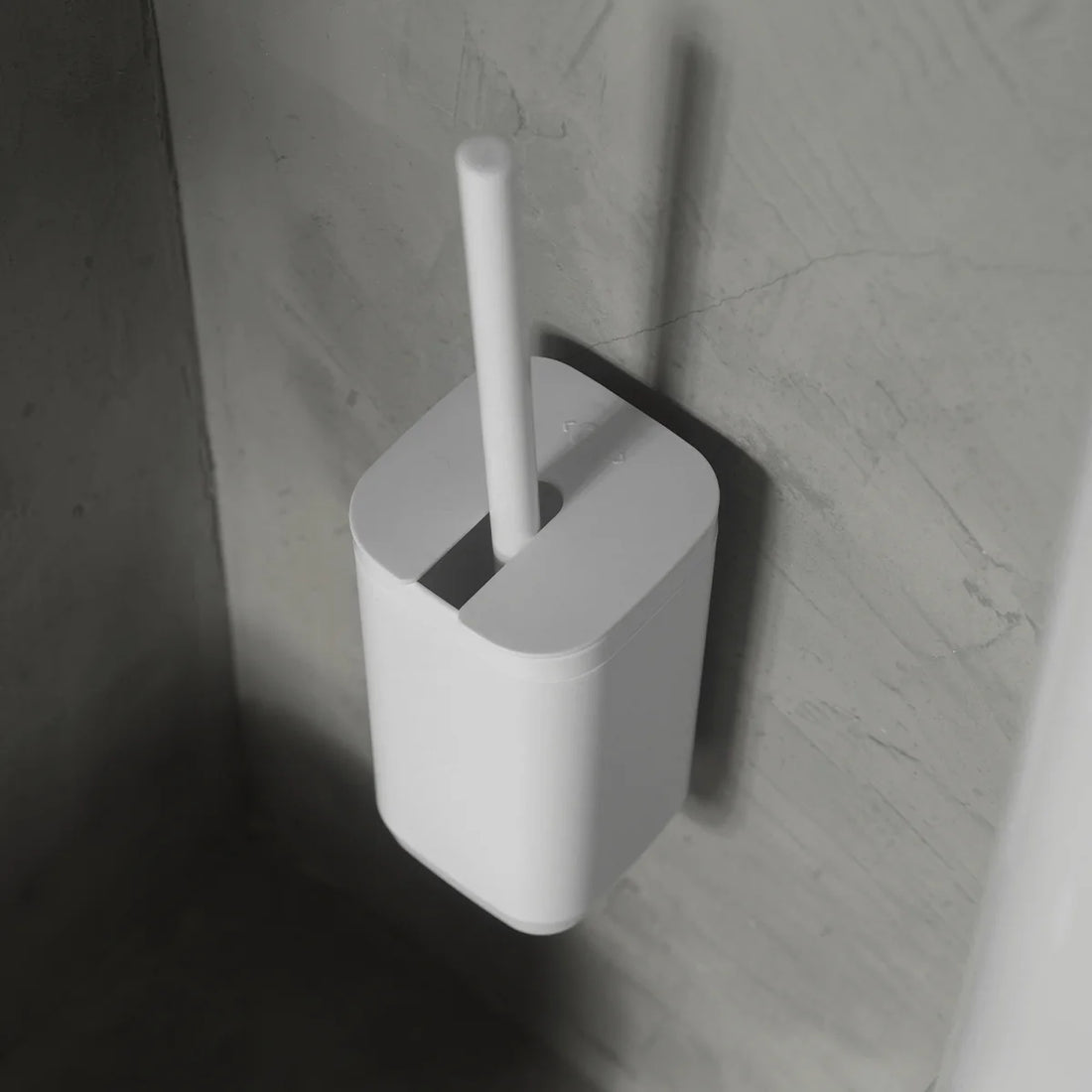 Cepillo inodoro Aura con Adhesivo Blanco - Para Piso o Pared, Diseño Compacto y Sin Taladro