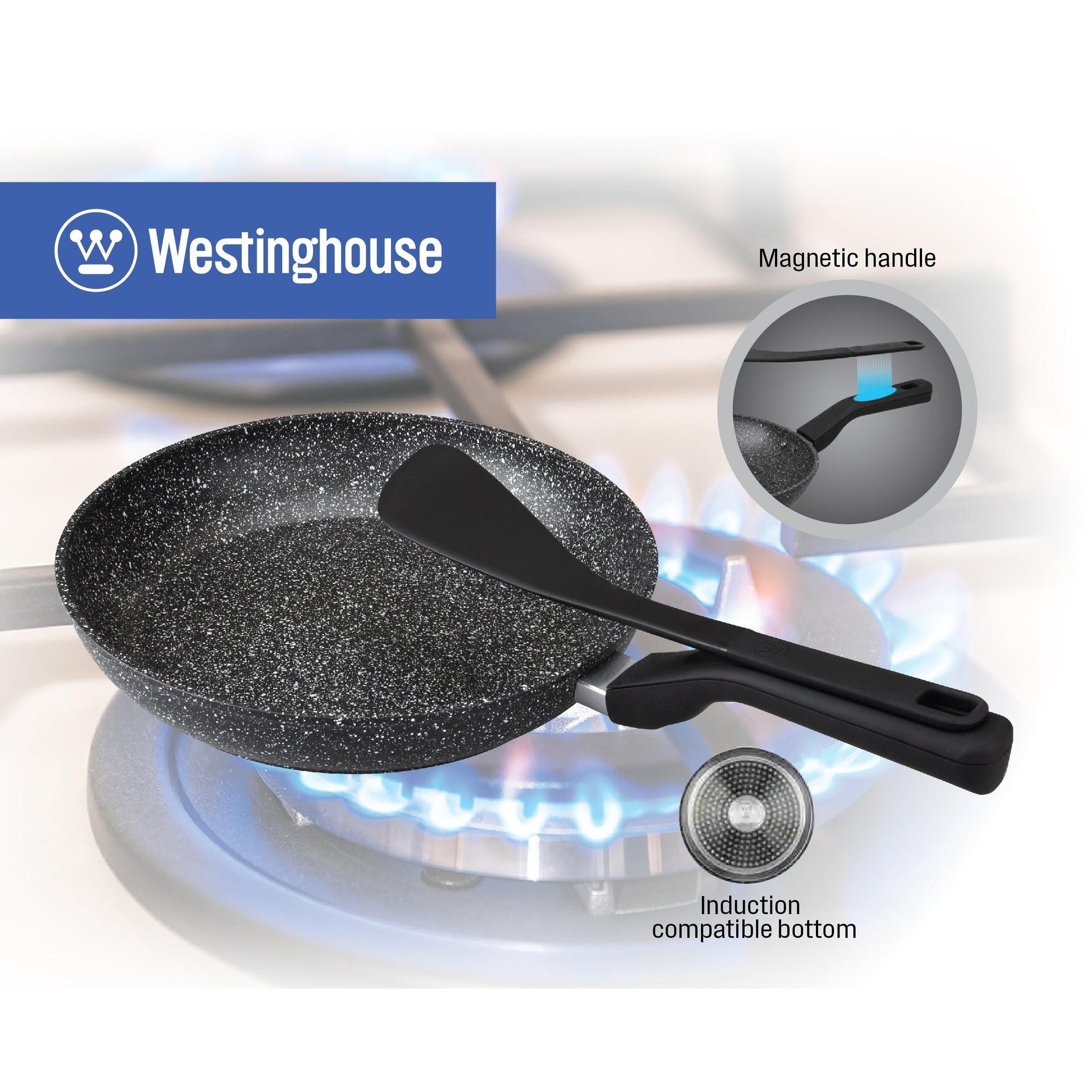 Sartén Antiadherente Black Marble 28cm con Espatula magnética – Inducción y Mango Cool-Touch