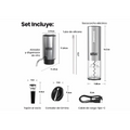 Set Eléctrico Premium de Vino USB acero Inoxidable 4 en 1: Sacacorcho, Decantador, Cortador y Tapón al Vacío