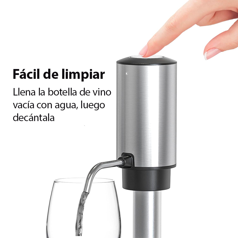 Set Eléctrico Premium de Vino USB acero Inoxidable 4 en 1: Sacacorcho, Decantador, Cortador y Tapón al Vacío