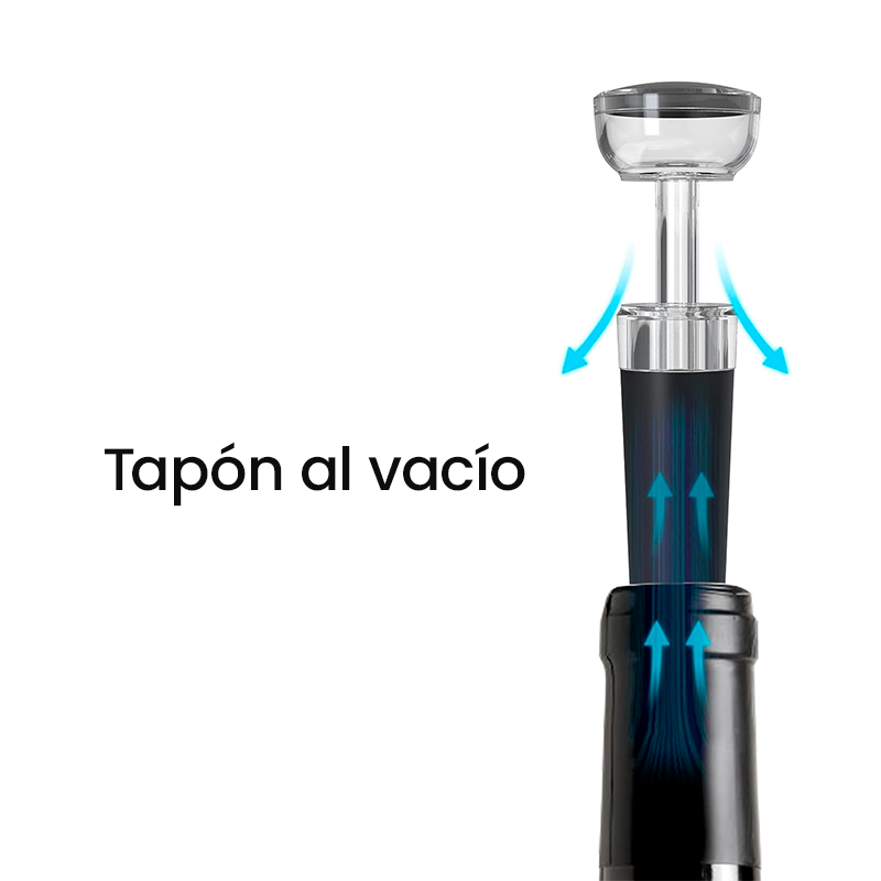 Set Eléctrico Premium de Vino USB acero Inoxidable 4 en 1: Sacacorcho, Decantador, Cortador y Tapón al Vacío