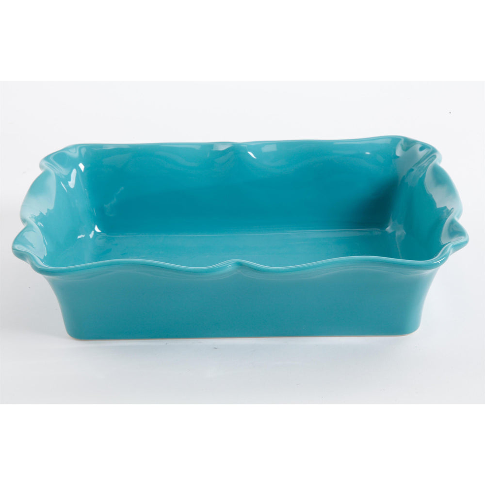 Set de 2 Fuentes Rectangulares de Gres 3.4 L y 2.2 L – Floral Vintage con Bordes Ondulados
