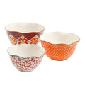 Set de 3 Bowls de Gres Flea Market – Diseño Floral con Bordes Ondulados (25.4cm, 22.8cm y 19.8cm)