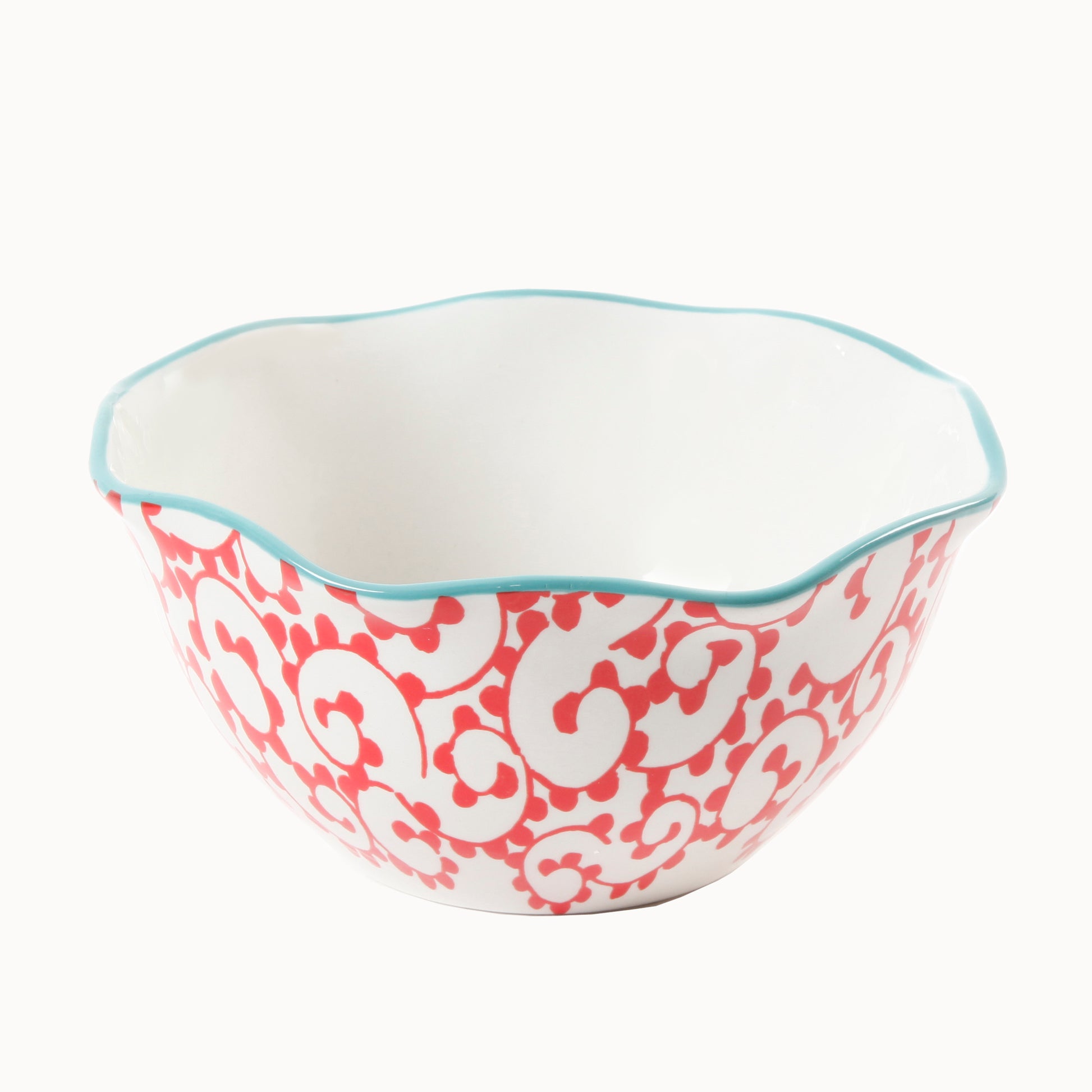 Set de 3 Bowls de Gres Flea Market – Diseño Floral con Bordes Ondulados (25.4cm, 22.8cm y 19.8cm)