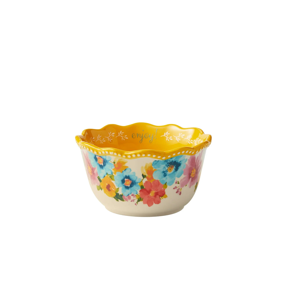 Set de 3 Bowls de Gres Floral Sweet Rose – Estilo Country Chic para Servir (25.4cm, 20.3cm y 15.2cm)