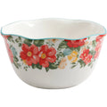 Set de 3 Bowls de Gres con Borde Ondulado The Pioneer Woman Vintage Floral – Diseño Floral y Geométrico (26.7, 22.9 y 19.7 cm)