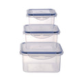 Set de 3 Tapers Cuadrados Herméticos – 0.4L, 0.7L, 1.2L - Apto Microondas y Freezer