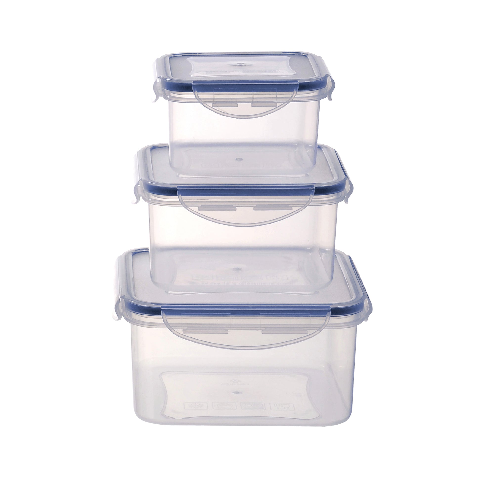 Set de 3 Tapers Cuadrados Herméticos – 0.4L, 0.7L, 1.2L - Apto Microondas y Freezer