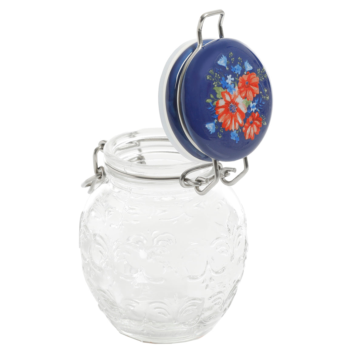 Set de 3 Tarros de Vidrio con Tapa de Cerámica Floral Medley – Cierre Metálico Vintage