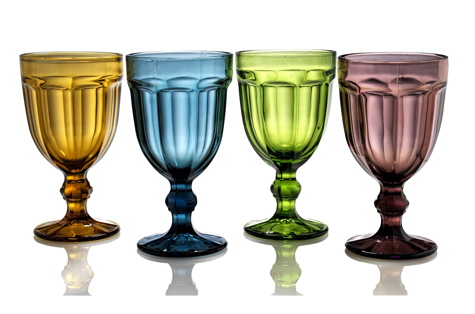 Set de 4 Copas Vintage Iceburg de Vidrio 574ml - Vidrio sólido y Colores Vintage para Brindar con Estilo