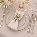 Set de 6 Platos de Sitio Cristal Borde de Perlas plateado