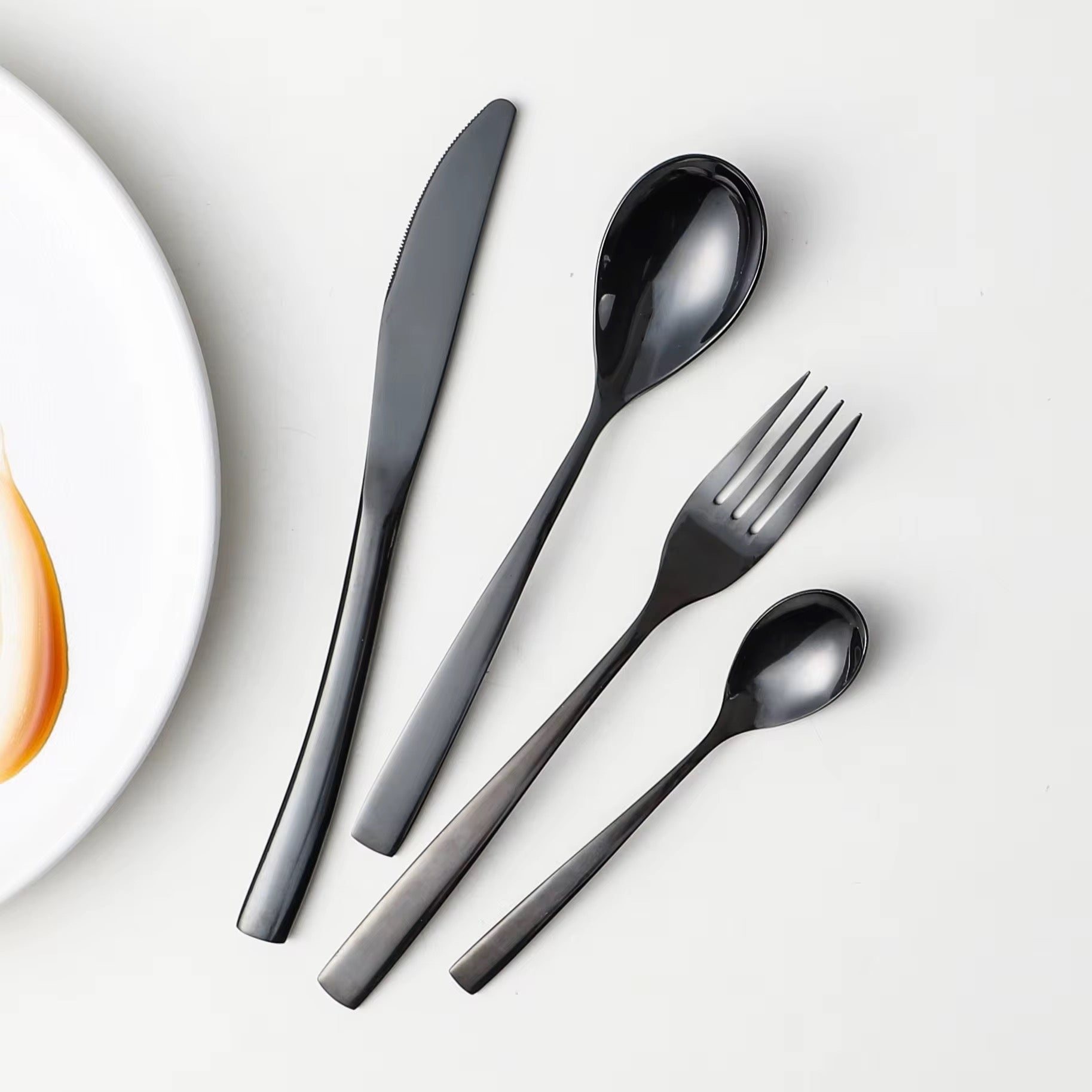 Set de Cubiertos 16 Piezas de Acero Inoxidable 18/10 Negro Mate