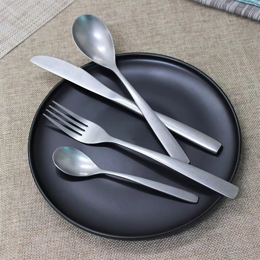 Set de Cubiertos 16 Piezas de Acero Inoxidable 18/10 Plateado Mate