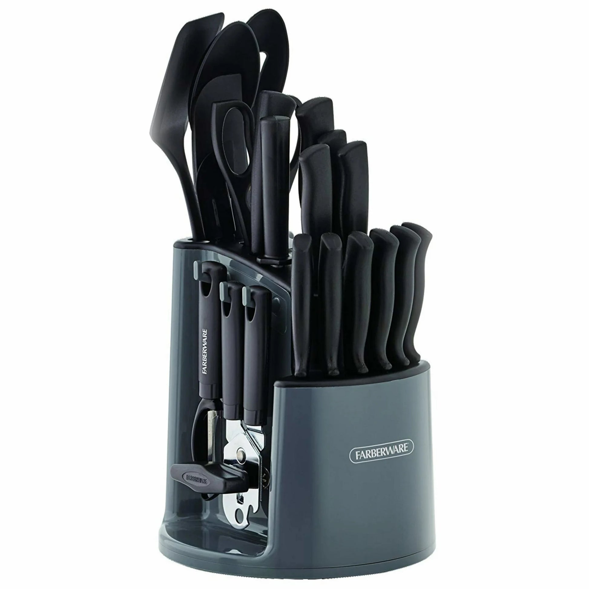Set de Cuchillos y Herramientas con Carrusel Giratorio Spin-N-Store 30 Piezas - Acero Inoxidable y Almacenamiento Inteligente para Cocina Moderna