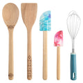 Set de Utensilios de Cocina 12 Piezas Spice – Madera, Nylon y Pote de Cerámica Savory Saffron