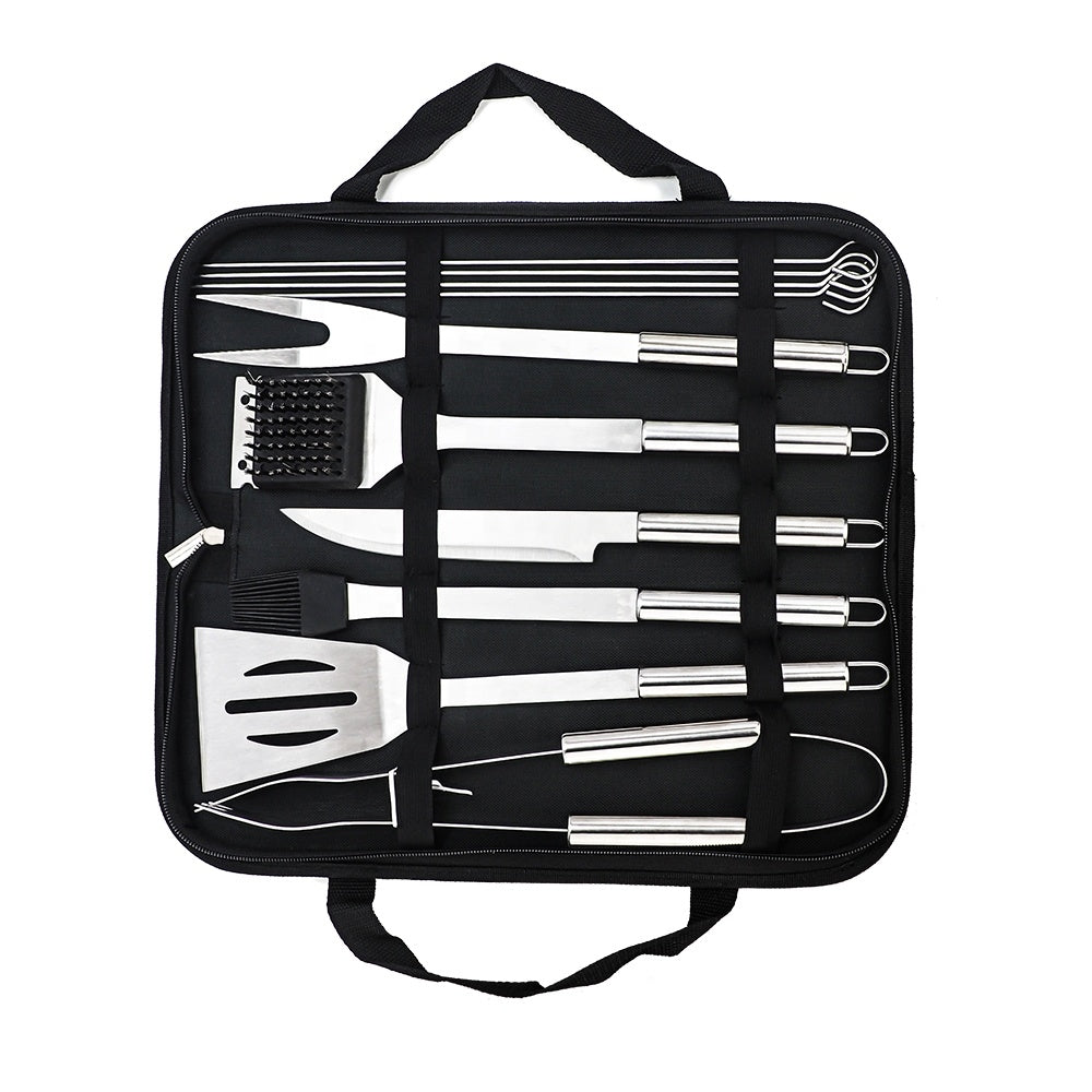 Set x 11 utensilios acero parrilla estuche