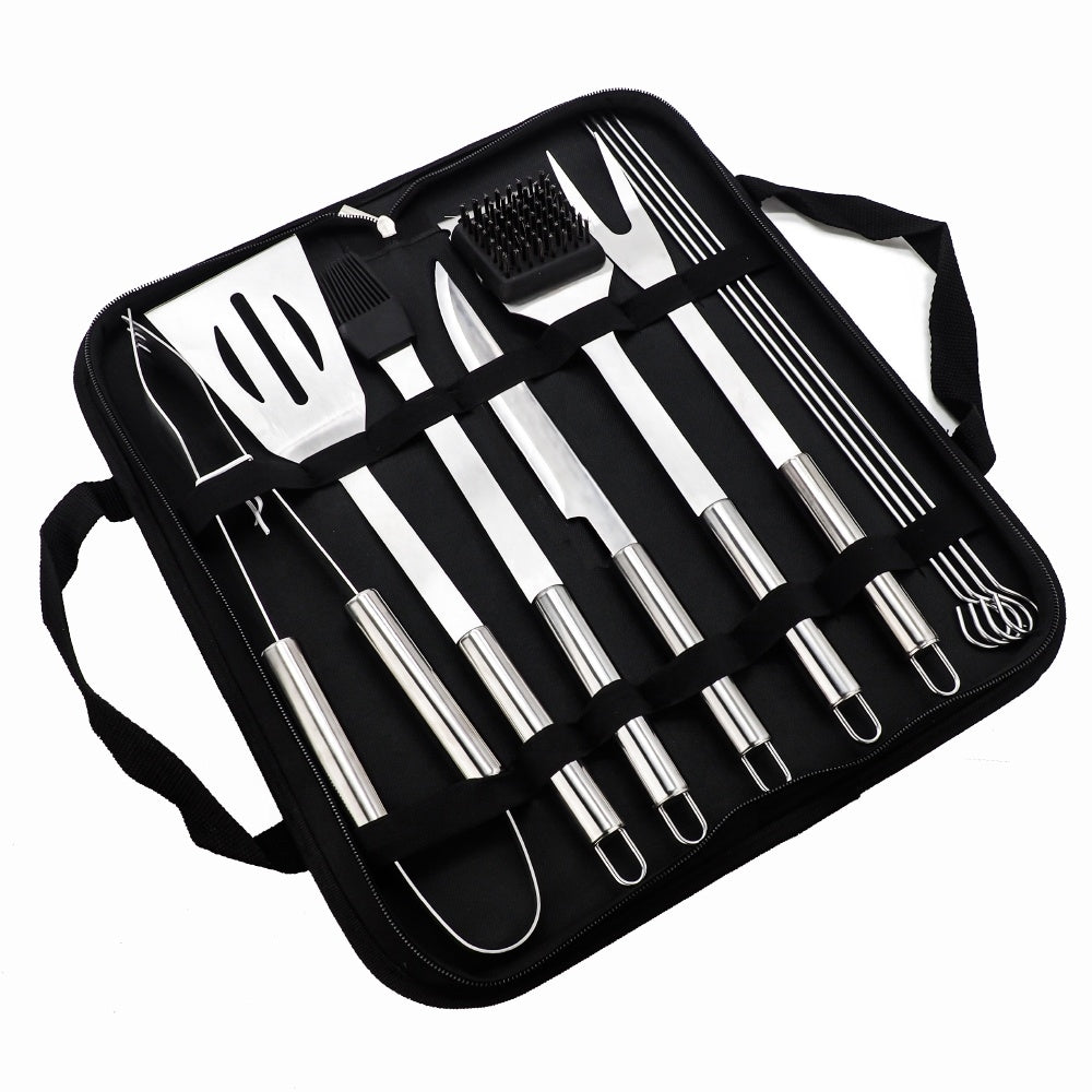 Set x 11 utensilios acero parrilla estuche