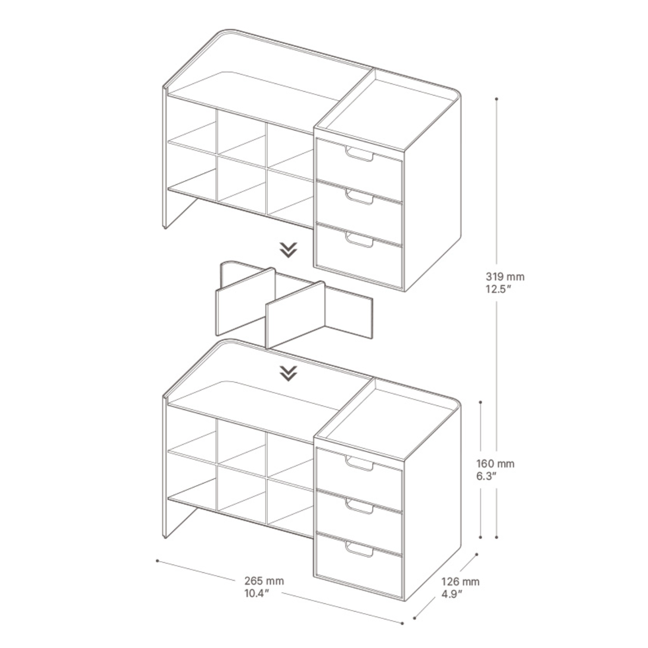 Set x 2 Organizador escritorio Hive apilable azulado