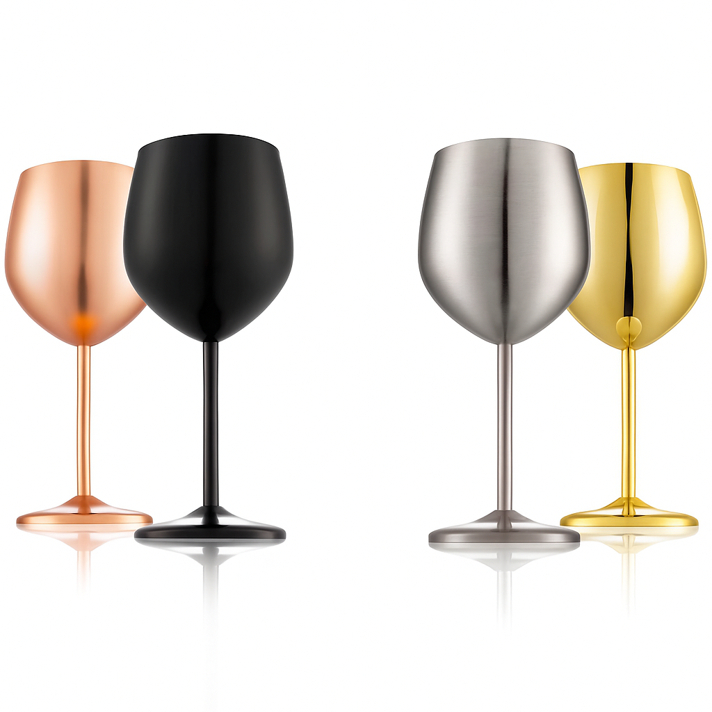 Set x 2 copas vino acero inoxidable dorado mate 500ml - Irrompibles