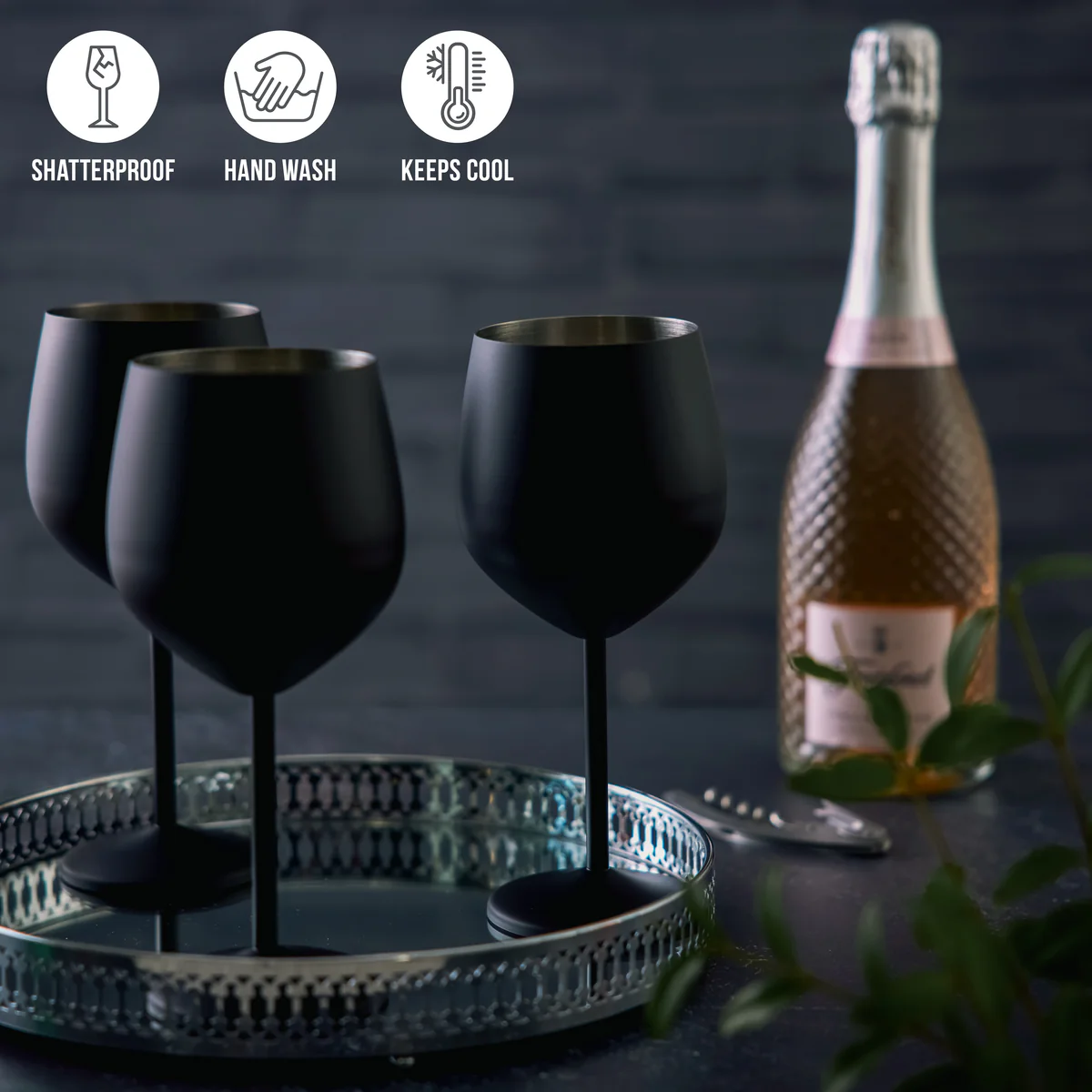 Set x 2 copas acero inoxidable negro mate 500ml - Irrompibles