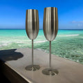 Set x 2 copas champagne acero inoxidable plateado mate 250ml