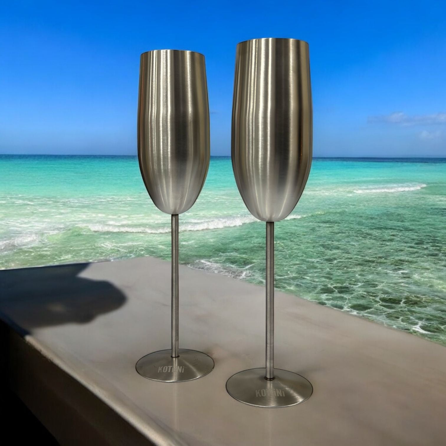 Set x 2 copas champagne acero inoxidable plateado mate 250ml