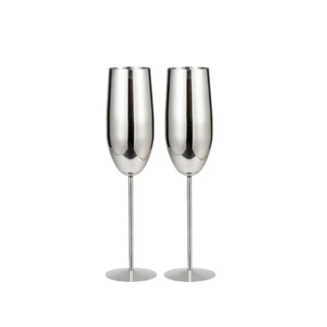 Set x 2 copas champagne acero inoxidable plateado mate 250ml