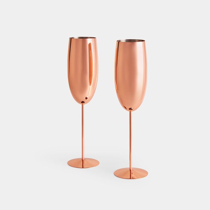 Set x 2 copas champagne acero inoxidable rose gold 250ml