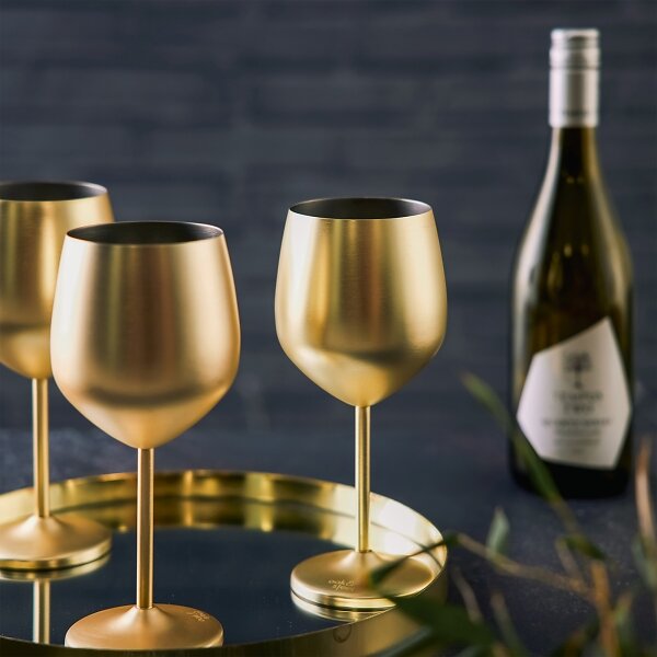 Set x 2 copas vino acero inoxidable dorado mate 500 ml · Irrompibles