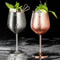 Set x 2 copas vino acero inoxidable dorado mate 500ml - Irrompibles