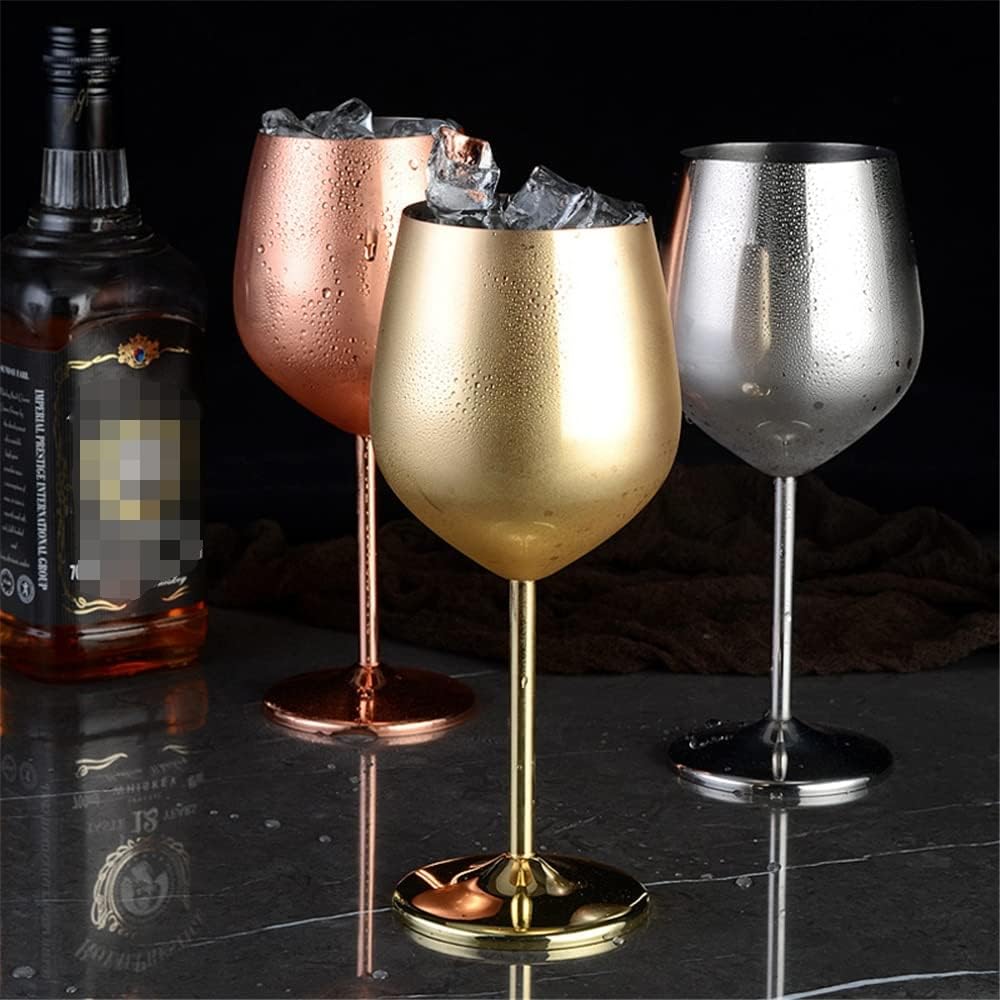 Set x 2 copas vino acero inoxidable dorado mate 500ml - Irrompibles
