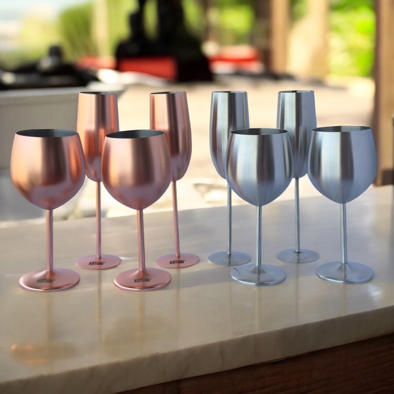 Set x 2 copas vino acero inoxidable plateado mate 500ml