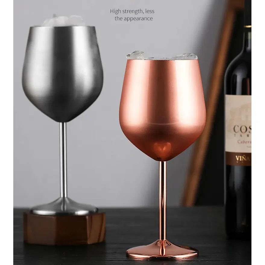Set x 2 copas vino acero inoxidable plateado mate 500ml