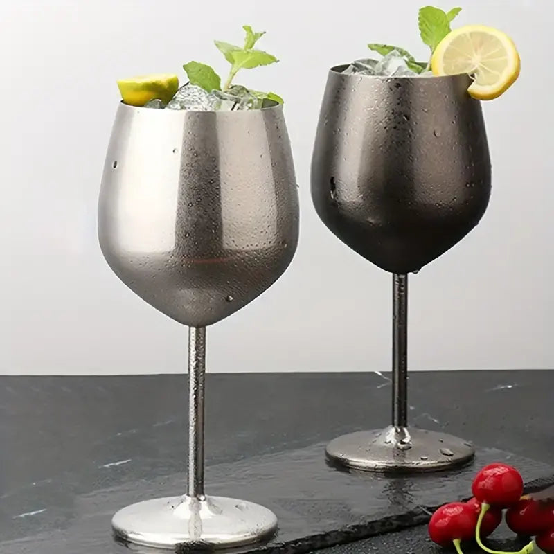 Set x 2 copas vino acero inoxidable plateado mate 500ml
