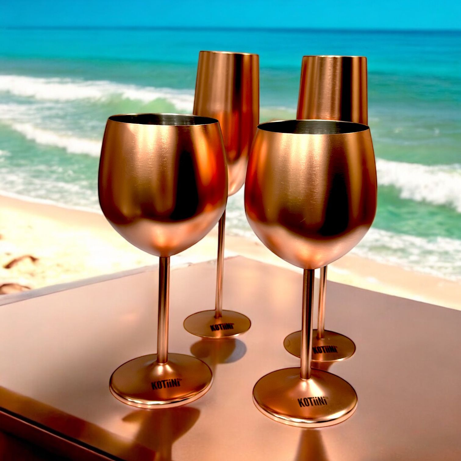 Set x 2 copas vino acero inoxidable rose gold 500ml