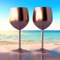 Set x 2 copas vino acero inoxidable rose gold 500ml