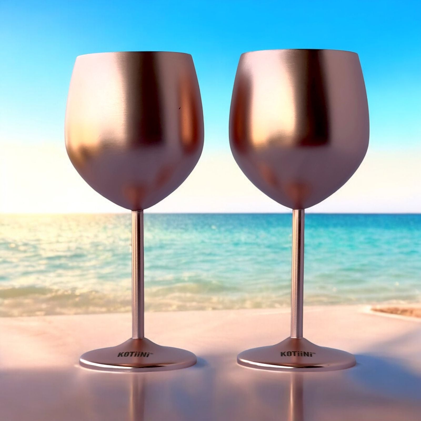 Set x 2 copas vino acero inoxidable rose gold 500ml